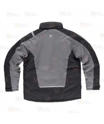 Parka bicolor acolchada y con capucha color gris y negro