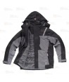 Parka bicolor acolchada y con capucha color gris y negro