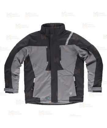 Parka bicolor acolchada y con capucha color gris y negro
