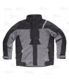 Parka bicolor acolchada y con capucha color gris y negro