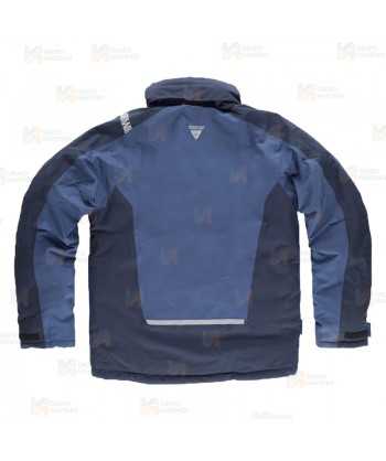 Parka bicolor acolchada y con capucha color marino y azul azafata