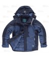 Parka bicolor acolchada y con capucha color marino y azul azafata