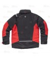 Parka bicolor acolchada y con capucha color rojo y negro