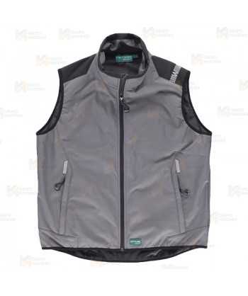 Chaleco bicolor acolchado con tejido softshell color gris y negro