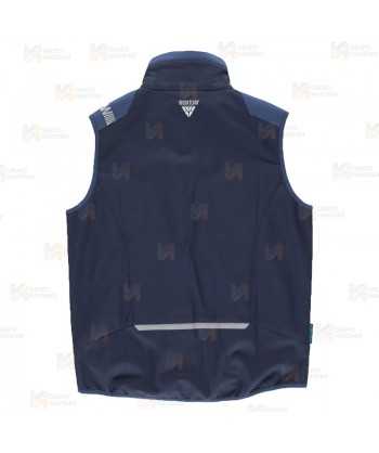 Chaleco bicolor acolchado con tejido softshell color marino y azul azafata