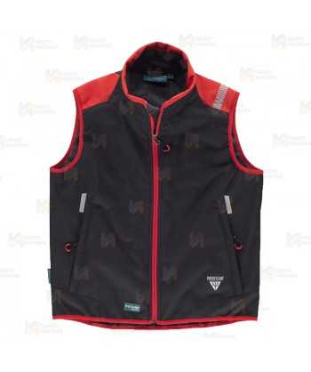 Chaleco bicolor acolchado con tejido softshell color rojo y negro