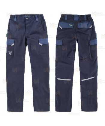 Pantalón bielástico multibolsillos con refuerzos color azafata y marino