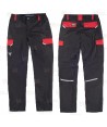 Pantalón bielástico multibolsillos con refuerzos color negro y rojo