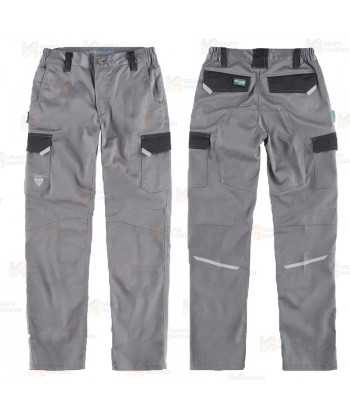 Pantalón bielástico multibolsillos con refuerzos color gris y negro