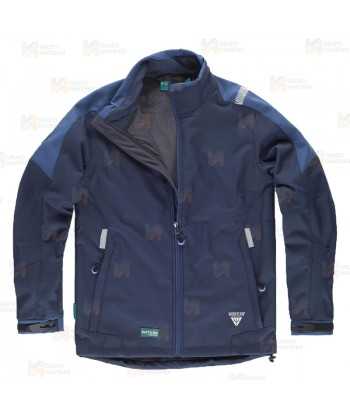 Parka ligera de tejido softshell bicolor con membrana color marino y azafata