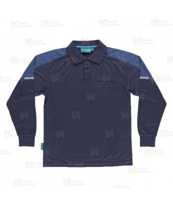 Polo de manga larga bicolor de tejido transpirable  color marino y azafata