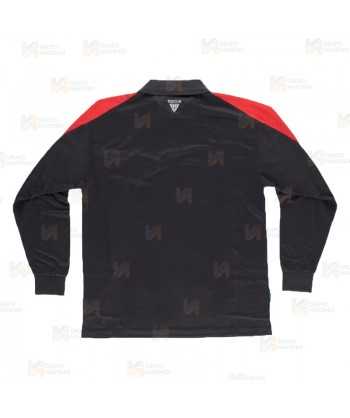 Polo de manga larga bicolor de tejido transpirable  color negro y rojo