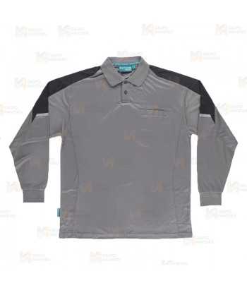 Polo de manga larga bicolor de tejido transpirable  color gris y negro