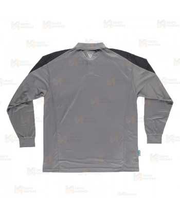 Polo de manga larga bicolor de tejido transpirable  color gris y negro