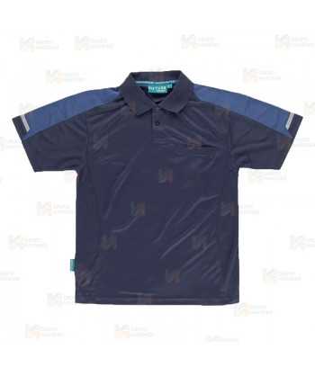 Polo de manga corta bicolor de tejido transpirable color marino y azafata