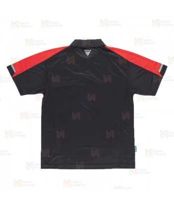 Polo de manga corta bicolor de tejido transpirable color negro y rojo