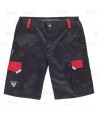 Bermuda bielástico multibolsillos con refuerzos color negro y rojo