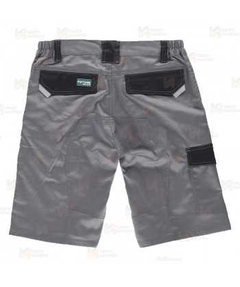 Bermuda bielástico multibolsillos con refuerzos color gris y negro