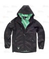 Cazadora softshell unisex con capucha para actividades outdoor color negro y verde menta