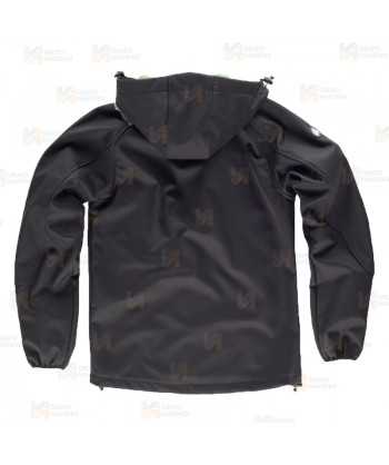 Cazadora softshell unisex con capucha para actividades outdoor color negro y verde menta
