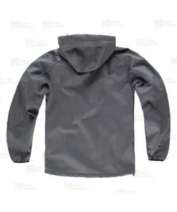 Cazadora softshell unisex con capucha para actividades outdoor color gris y celeste
