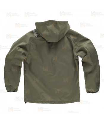 Cazadora softshell unisex con capucha para actividades outdoor color verde caza y amarillo flúor