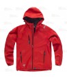 Cazadora softshell unisex con capucha para actividades outdoor color rojo y negro
