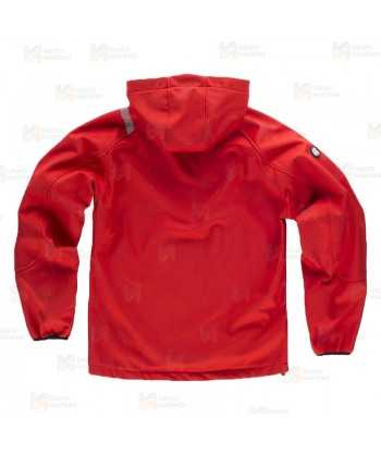 Cazadora softshell unisex con capucha para actividades outdoor color rojo y negro