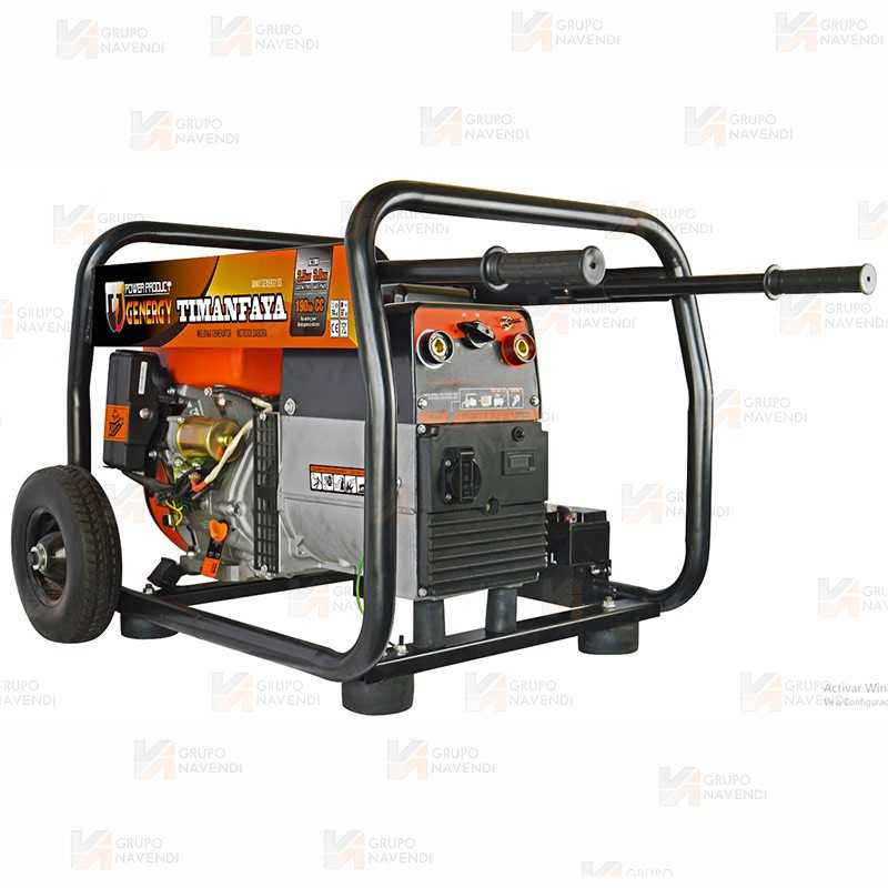 Motosoldadora a gasolina, potencia máxima de 190AH para electrodos de hasta 3,25mm.
