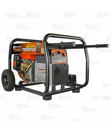 Motosoldadora a gasolina, potencia máxima de 190AH para electrodos de hasta 3,25mm.
