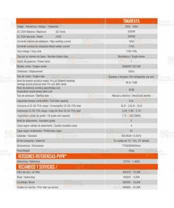 Motosoldadora a gasolina, potencia máxima de 190AH para electrodos de hasta 3,25mm.
