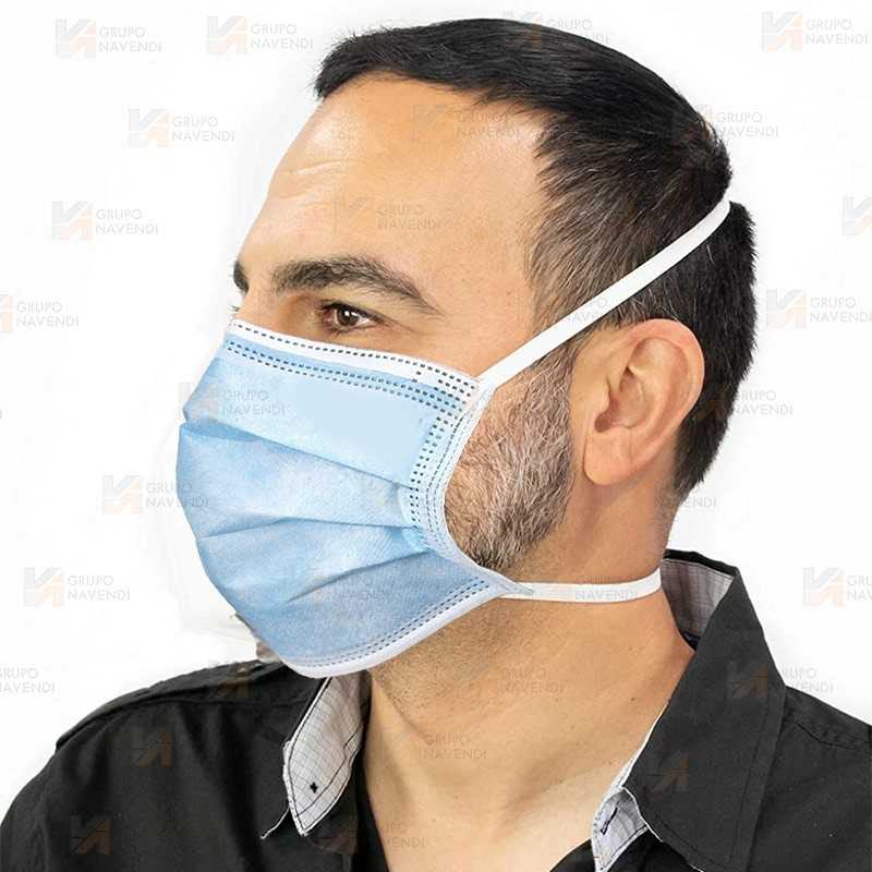Mascarilla higiénica de triple capa con gomas a la cabeza