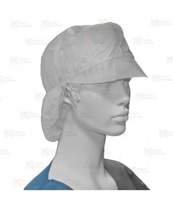 Gorro desechable con visera y recoge pelo color blanco