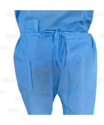 Pijama sanitario desechable de cuello pico y  color azul (50 Unid.)