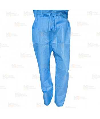 Pijama sanitario desechable de cuello pico y  color azul (50 Unid.)