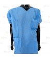 Pijama sanitario desechable de cuello pico y  color azul (50 Unid.)