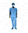 Pijama sanitario desechable de cuello pico y  color azul (50 Unid.)