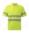 Polo alta visibilidad clase 2 de manga corta y cintas segmentadas amarillo flúor