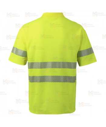 Polo alta visibilidad clase 2 de manga corta y cintas segmentadas amarillo flúor