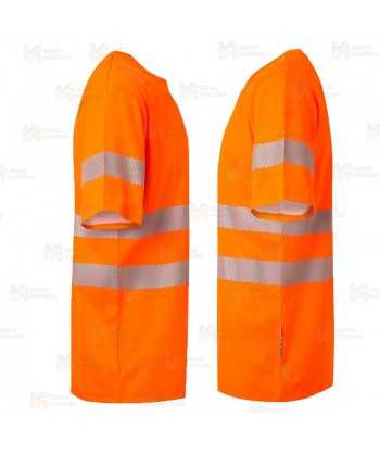 Camiseta alta visibilidad naranja flúor clase 2 de algodón con cintas segmentadas