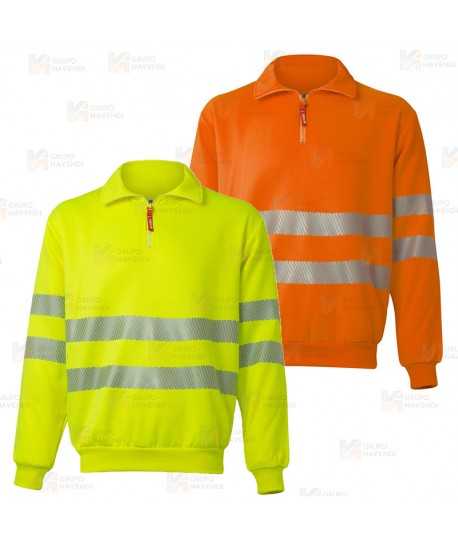 Sudadera de media cremallera alta visibilidad con cintas segmentadas