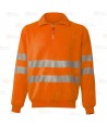 Sudadera de media cremallera alta visibilidad color naranja flúor con cintas segmentadas