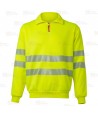 Sudadera de media cremallera alta visibilidad color amarillo flúor con cintas segmentadas
