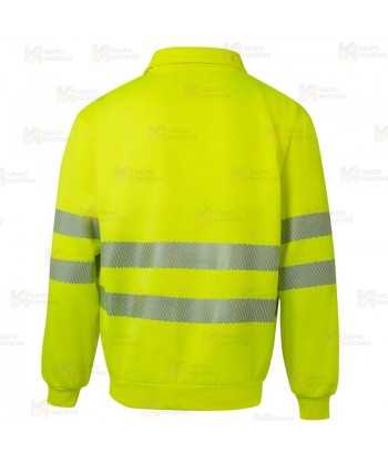 Sudadera de media cremallera alta visibilidad color amarillo flúor con cintas segmentadas