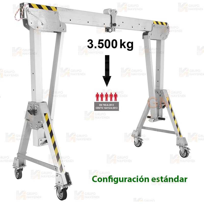 Pórtico de aluminio portátil para cargas de hasta 3.500 kg o 5 usuarios