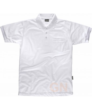 Polo de manga corta con bolsillo color blanco