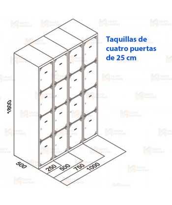 Taquilla metálica de cuatro puertas (Dos módulos)