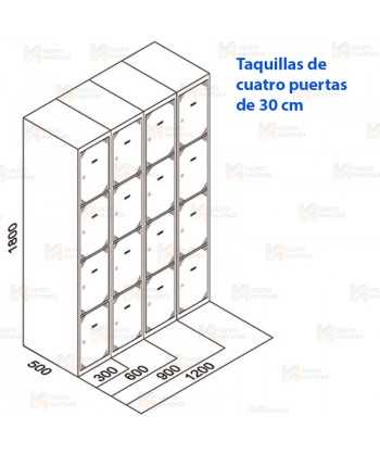 Taquilla metálica de cuatro puertas (Cuatro módulos)
