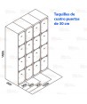 Taquilla metálica de cuatro puertas (Cuatro módulos)