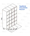 Taquilla metálica de cinco puertas (Un módulo)